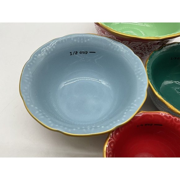 Pioneer Woman ~ Set Of 4 Nesting Measuring Bowls ~ Vintage Floral Kitchenware - Picture 9 of 16